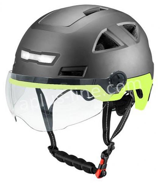 VITO E-City Bike helmet with visor black matt fluor